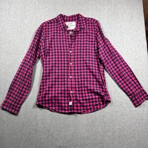 Frank & Eileen Barry Buffalo Check Flannel Shirt Pink Navy
